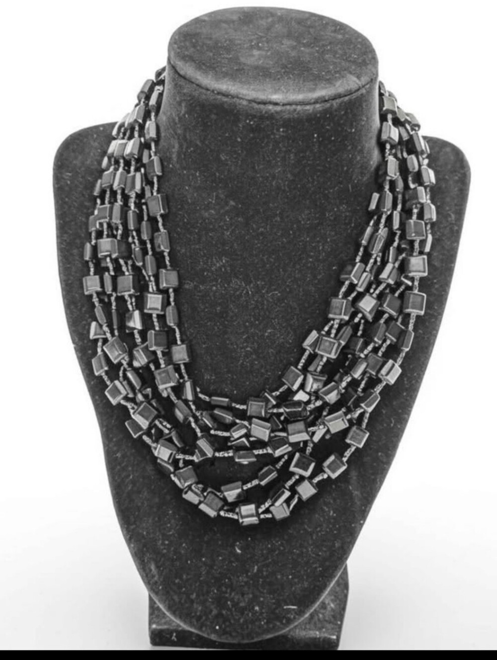 Vintage French Jet Multi Strand Bib Necklace